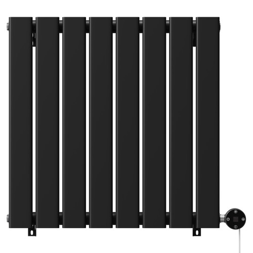 Hudson Colore Matt Black 600mm x 604mm Horizontal Digital Thermostatic Electric Single Panel Radiator View from Front