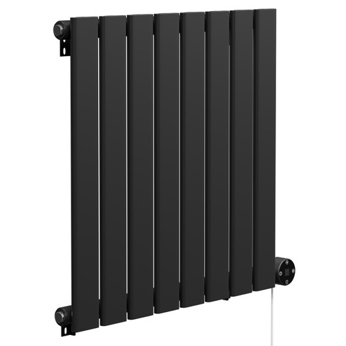 Hudson Colore Matt Black 600mm x 604mm Horizontal Digital Thermostatic Electric Single Panel Radiator Left Hand View