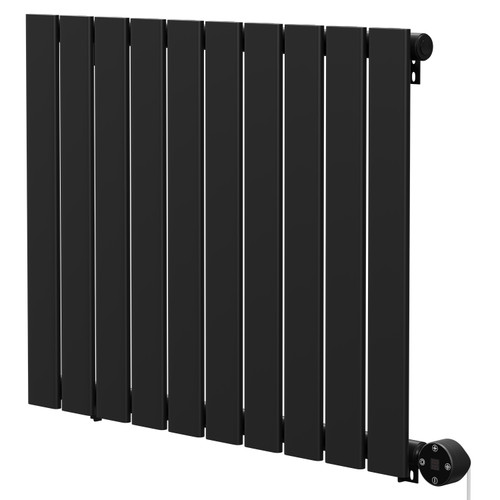Hudson Colore Matt Black 600mm x 756mm Horizontal Digital Thermostatic Electric Single Panel Radiator Right Hand View