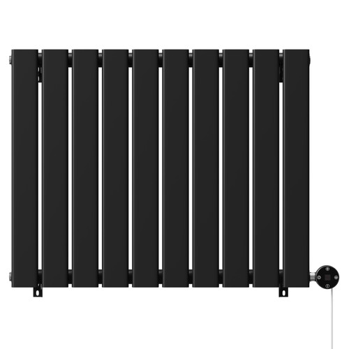 Hudson Colore Matt Black 600mm x 756mm Horizontal Digital Thermostatic Electric Single Panel Radiator View from Front