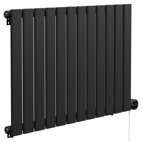 Hudson Colore Matt Black 600mm x 908mm Horizontal Digital Thermostatic Electric Single Panel Radiator Left Hand View