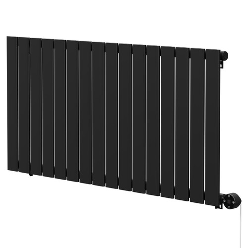 Hudson Colore Matt Black 600mm x 1212mm Horizontal Digital Thermostatic Electric Single Panel Radiator Right Hand View