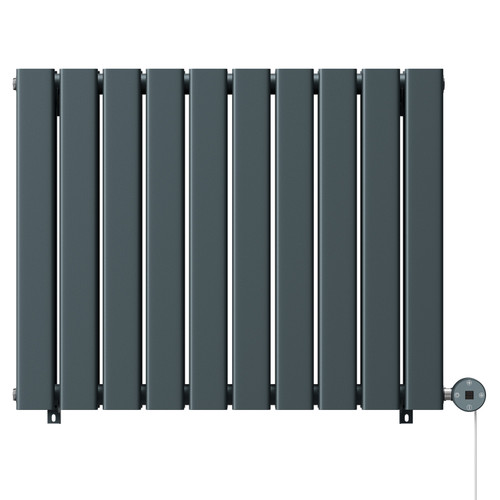 Hudson Anthracite 600mm x 756mm Horizontal Digital Thermostatic Electric Double Panel Radiator View from Front