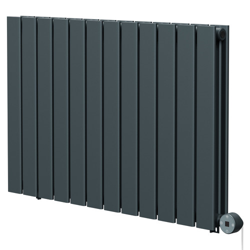 Hudson Anthracite 600mm x 908mm Horizontal Digital Thermostatic Electric Double Panel Radiator Right Hand View