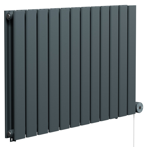 Hudson Anthracite 600mm x 908mm Horizontal Digital Thermostatic Electric Double Panel Radiator Left Hand View