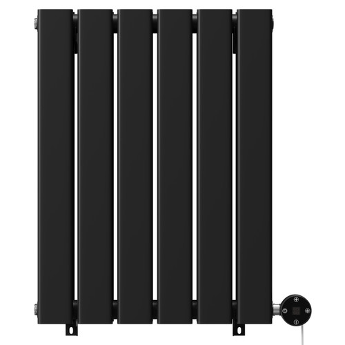 Hudson Colore Matt Black 600mm x 452mm Horizontal Digital Thermostatic Electric Double Panel Radiator View from Front