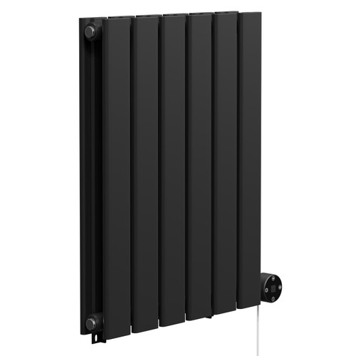 Hudson Colore Matt Black 600mm x 452mm Horizontal Digital Thermostatic Electric Double Panel Radiator Left Hand View