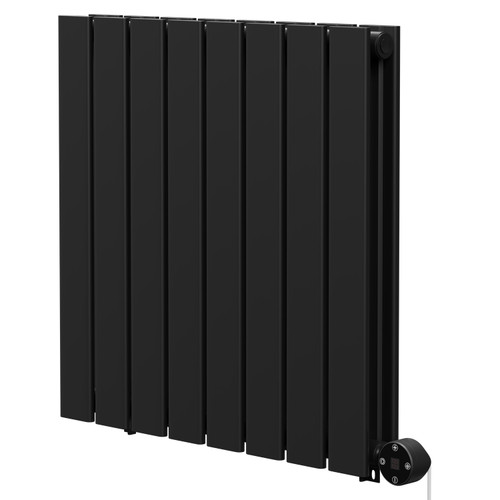 Hudson Colore Matt Black 600mm x 604mm Horizontal Digital Thermostatic Electric Double Panel Radiator Right Hand View