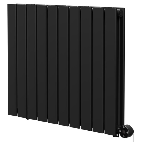 Hudson Colore Matt Black 600mm x 756mm Horizontal Digital Thermostatic Electric Double Panel Radiator Right Hand View