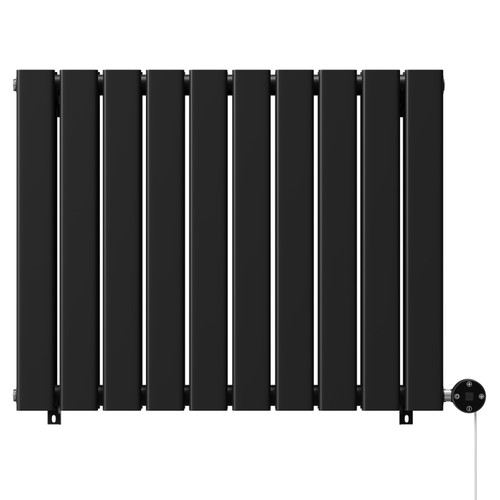 Hudson Colore Matt Black 600mm x 756mm Horizontal Digital Thermostatic Electric Double Panel Radiator View from Front
