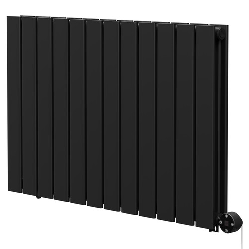 Hudson Colore Matt Black 600mm x 908mm Horizontal Digital Thermostatic Electric Double Panel Radiator Right Hand View