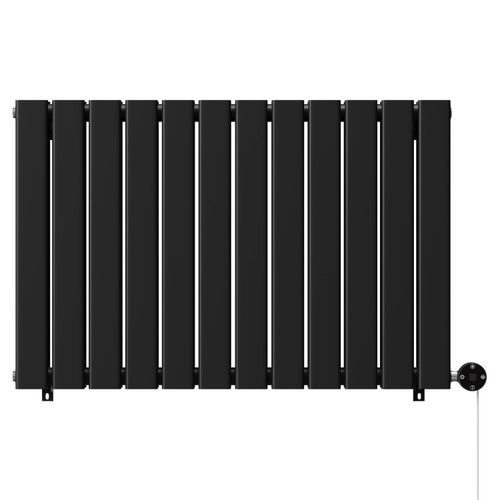 Hudson Colore Matt Black 600mm x 908mm Horizontal Digital Thermostatic Electric Double Panel Radiator View from Front