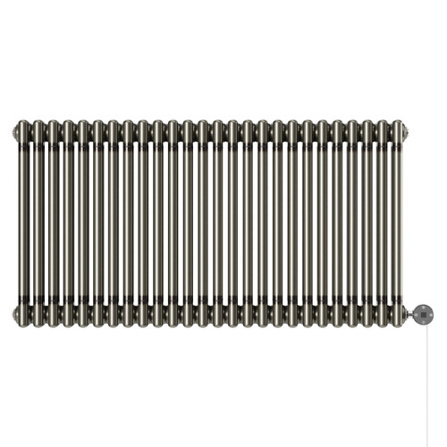 Colosseum Raw Metal 600mm x 1177mm Horizontal Digital Thermostatic Electric Triple Column Radiator View from Front