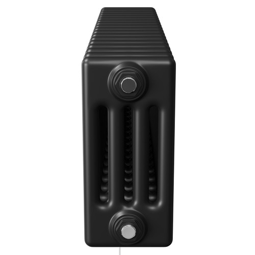 Colosseum Colore Matt Black 300mm x 812mm Horizontal Digital Thermostatic Electric Quadruple Column Radiator Side View
