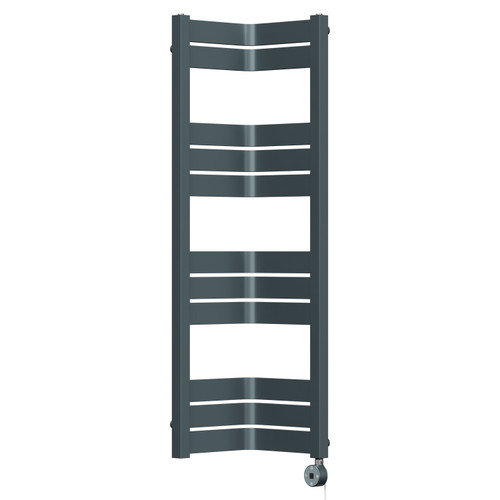 Miller Anthracite 1200mm x 300mm Incorner Digital Thermostatic Electric Heated Towel Rail View from Front