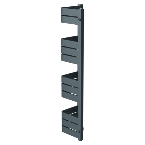 Miller Anthracite 1200mm x 300mm Incorner Digital Thermostatic Electric Heated Towel Rail Side View