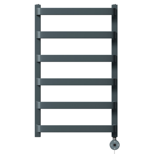 Milton Anthracite 800mm x 500mm Curved Digital Thermostatic Electric Heated Towel Rail View from Front
