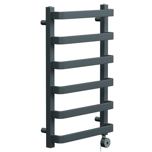 Milton Anthracite 800mm x 500mm Curved Digital Thermostatic Electric Heated Towel Rail Left Hand View
