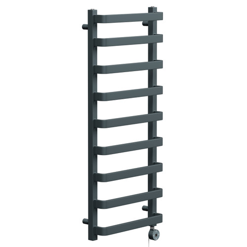 Milton Anthracite 1200mm x 500mm Curved Digital Thermostatic Electric Heated Towel Rail Left Hand View