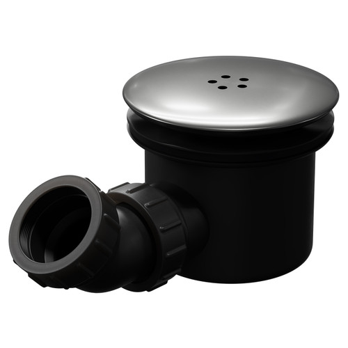 Aquarius Colore Gunmetal Grey Black Body 90mm High Flow Shower Tray Waste Right Hand View