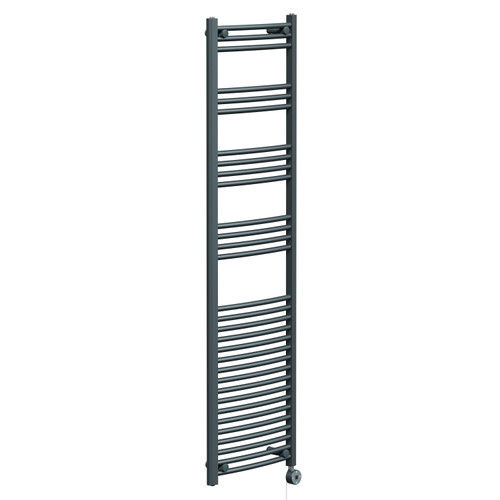 Marco Anthracite 1800mm x 500mm Curved Digital Thermostatic Electric Heated Towel Rail Left Hand View