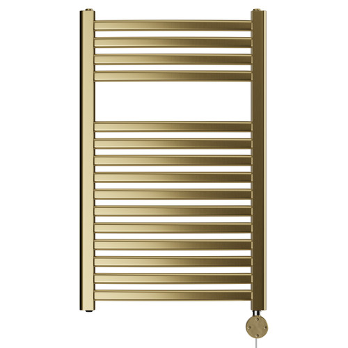 Columbus Colore Brushed Brass 800mm x 500mm Curved Digital Thermostatic Electric Heated Towel Rail View from Front Columbus Colore Brushed Brass 800mm x 500mm Curved Digital Thermostatic Electric Heated Towel Rail View from Front