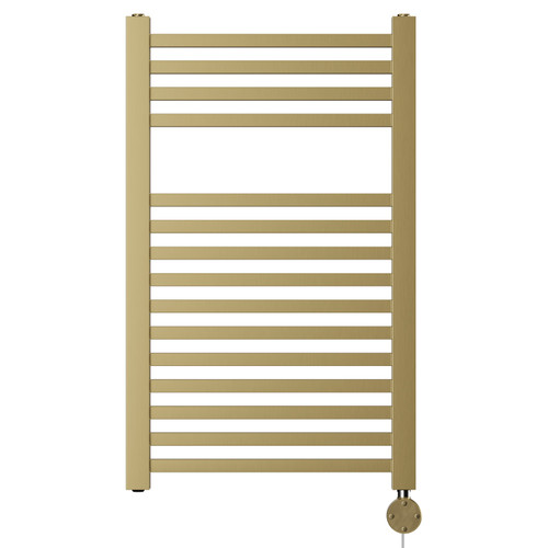 Galileo Colore Brushed Brass 800mm x 490mm Square Digital Thermostatic Electric Heated Towel Rail View from Front