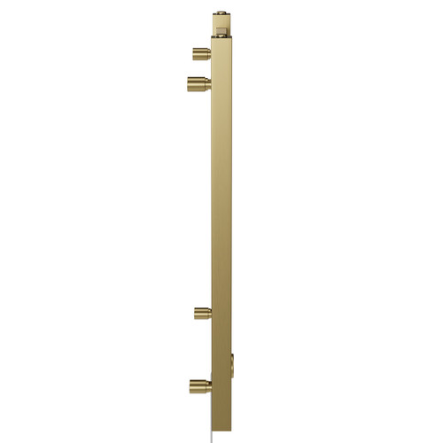Galileo Colore Brushed Brass 800mm x 490mm Square Digital Thermostatic Electric Heated Towel Rail View from Side