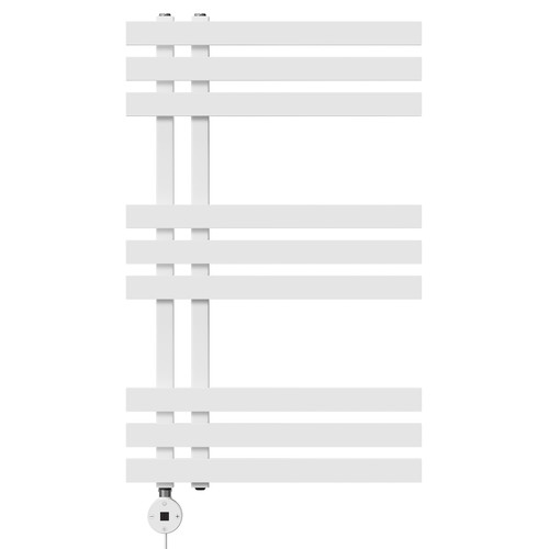 Holden White 800mm x 500mm Designer Digital Thermostatic Electric Heated Towel Rail View from Front