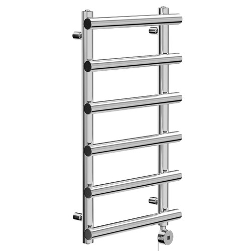 Finley Chrome 850mm x 500mm Designer Digital Thermostatic Electric Heated Towel Rail Left Hand View