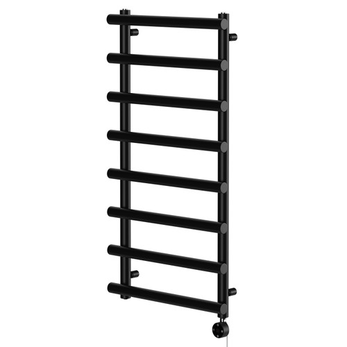 Finley Colore Matt Black 1150mm x 600mm Designer Digital Thermostatic Electric Heated Towel Rail Right Hand View