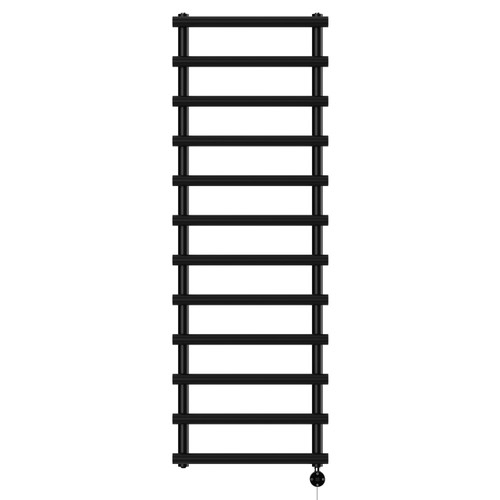 Finley Colore Matt Black 1750mm x 600mm Designer Digital Thermostatic Electric Heated Towel Rail View from Front