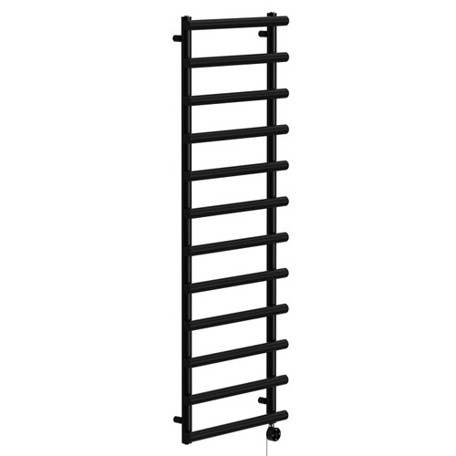 Finley Colore Matt Black 1750mm x 600mm Designer Digital Thermostatic Electric Heated Towel Rail Left Hand View