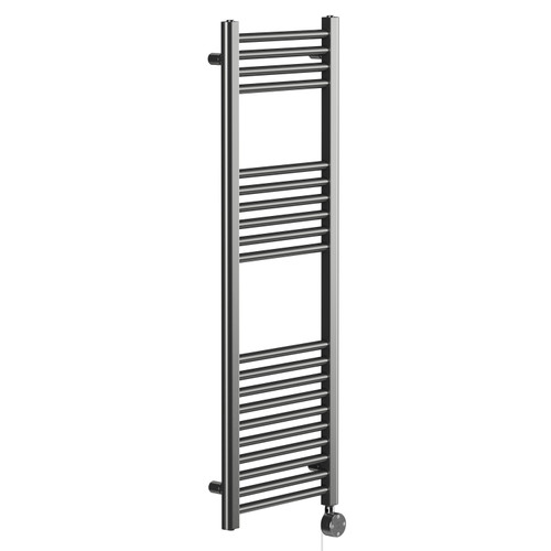 Pizarro Colore Gunmetal Grey 1200mm x 400mm Straight Digital Thermostatic Electric Heated Towel Rail Left Hand View