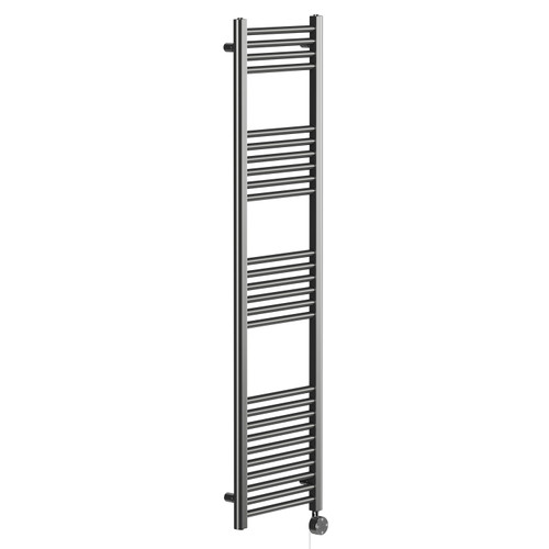 Pizarro Colore Gunmetal Grey 1600mm x 400mm Straight Digital Thermostatic Electric Heated Towel Rail Left Hand View