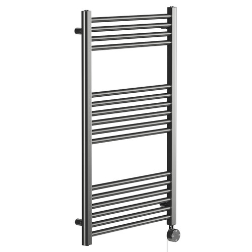Pizarro Colore Gunmetal Grey 1000mm x 600mm Straight Digital Thermostatic Electric Heated Towel Rail Left Hand View