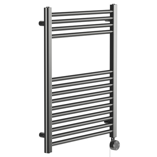 Pizarro Colore Gunmetal Grey 800mm x 600mm Straight Digital Thermostatic Electric Heated Towel Rail Left Hand View
