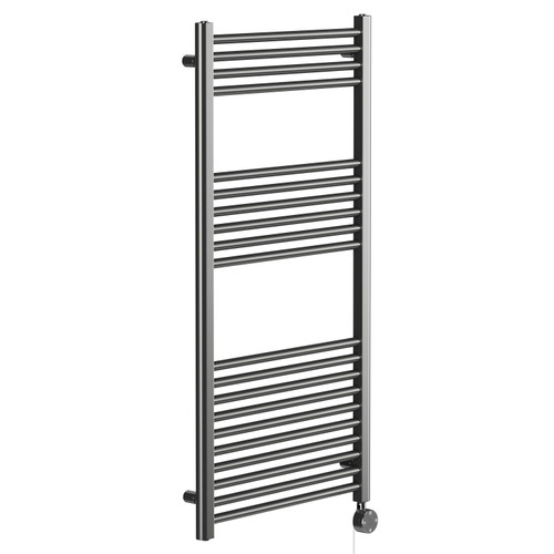 Pizarro Colore Gunmetal Grey 1200mm x 600mm Straight Digital Thermostatic Electric Heated Towel Rail Left Hand View