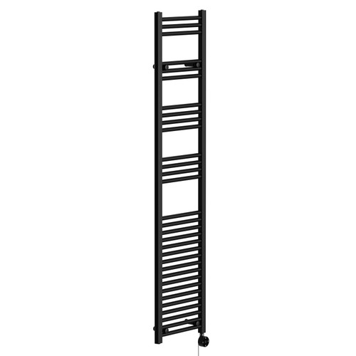 Pizarro Colore Matt Black 1800mm x 400mm Straight Digital Thermostatic Electric Heated Towel Rail Left Hand View