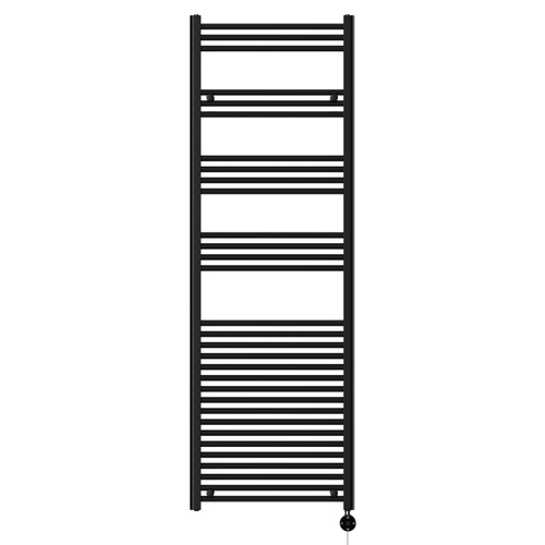 Pizarro Colore Matt Black 1800mm x 600mm Straight Digital Thermostatic Electric Heated Towel Rail View from Front