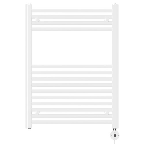 Pizarro White 800mm x 600mm Straight Digital Thermostatic Electric Heated Towel Rail View from Front