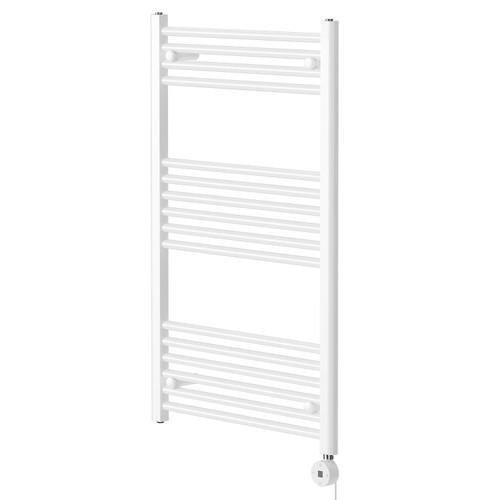 Pizarro White 1000mm x 600mm Straight Digital Thermostatic Electric Heated Towel Rail Right Hand View