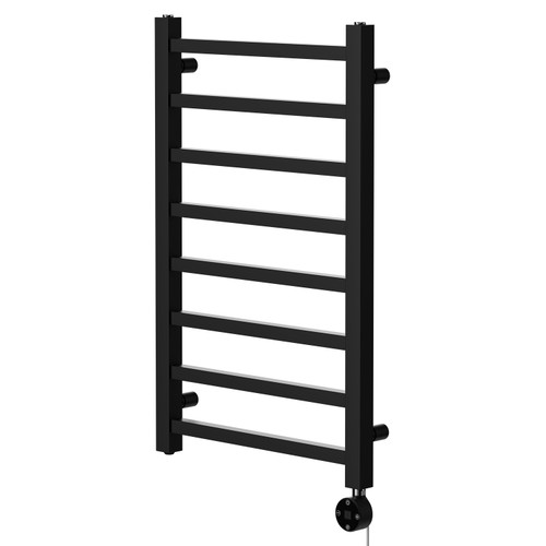 Blaine Colore Matt Black 800mm x 500mm Straight Digital Thermostatic Electric Heated Towel Rail Right Hand View