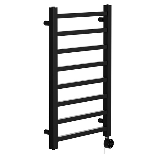 Blaine Colore Matt Black 800mm x 500mm Straight Digital Thermostatic Electric Heated Towel Rail Left Hand View