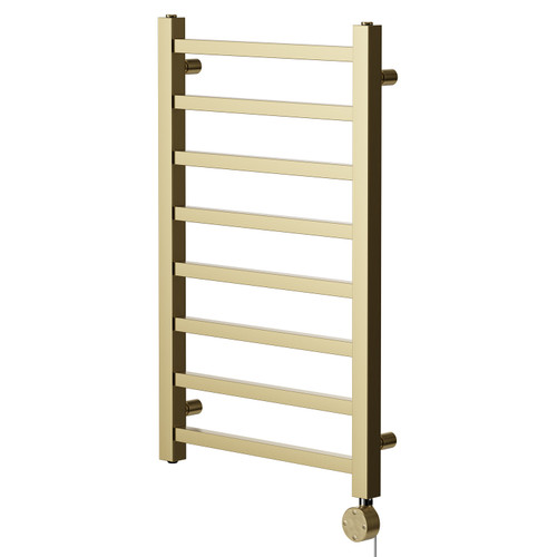 Blaine Colore Brushed Brass 800mm x 500mm Straight Digital Thermostatic Electric Heated Towel Rail Right Hand View