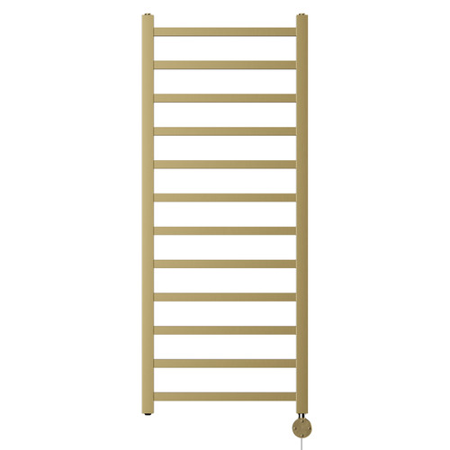 Blaine Colore Brushed Brass 1200mm x 500mm Straight Digital Thermostatic Electric Heated Towel Rail View from Front