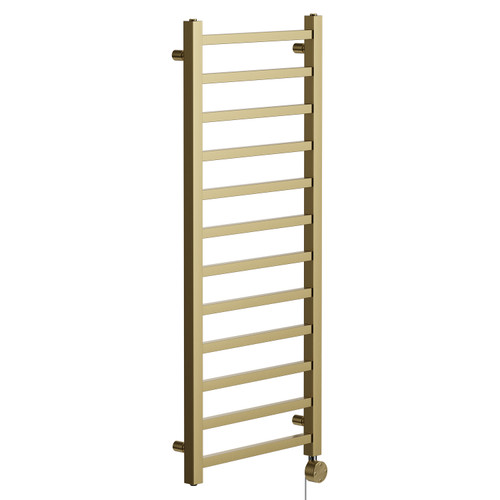 Blaine Colore Brushed Brass 1200mm x 500mm Straight Digital Thermostatic Electric Heated Towel Rail Left Hand View