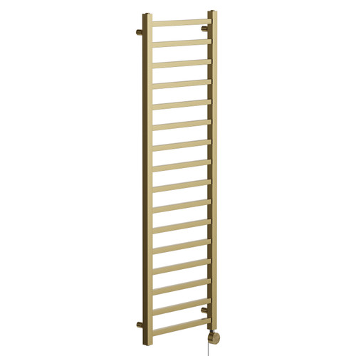 Blaine Colore Brushed Brass 1600mm x 500mm Straight Digital Thermostatic Electric Heated Towel Rail Left Hand View