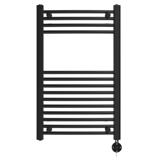 Marco Colore Matt Black 800mm x 500mm Curved Digital Thermostatic Electric Heated Towel Rail View from Front
