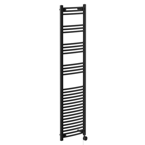 Marco Colore Matt Black 1800mm x 500mm Curved Digital Thermostatic Electric Heated Towel Rail Left Hand View